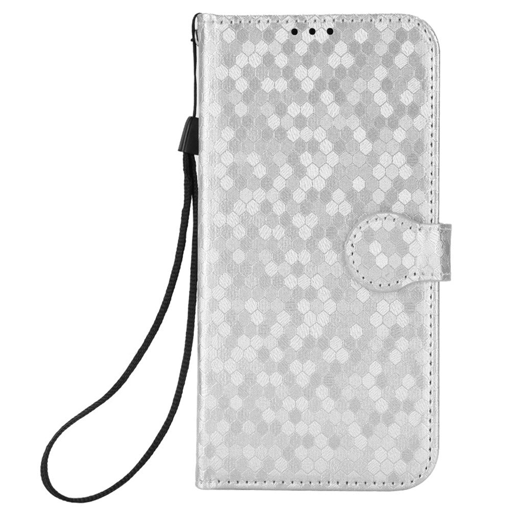 For Samsung Galaxy A16 5G / A16 4G Wallet Case Dot Pattern Imprint PU Leather Phone Cover - Silver