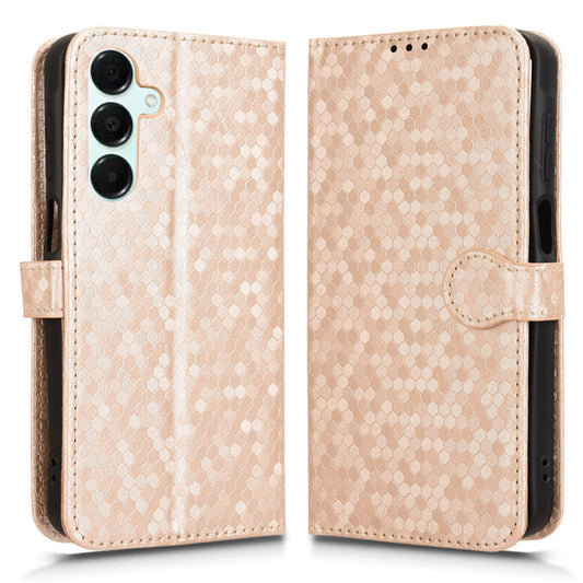 For Samsung Galaxy A16 5G / A16 4G Wallet Case Dot Pattern Imprint PU Leather Phone Cover - Rose Gold
