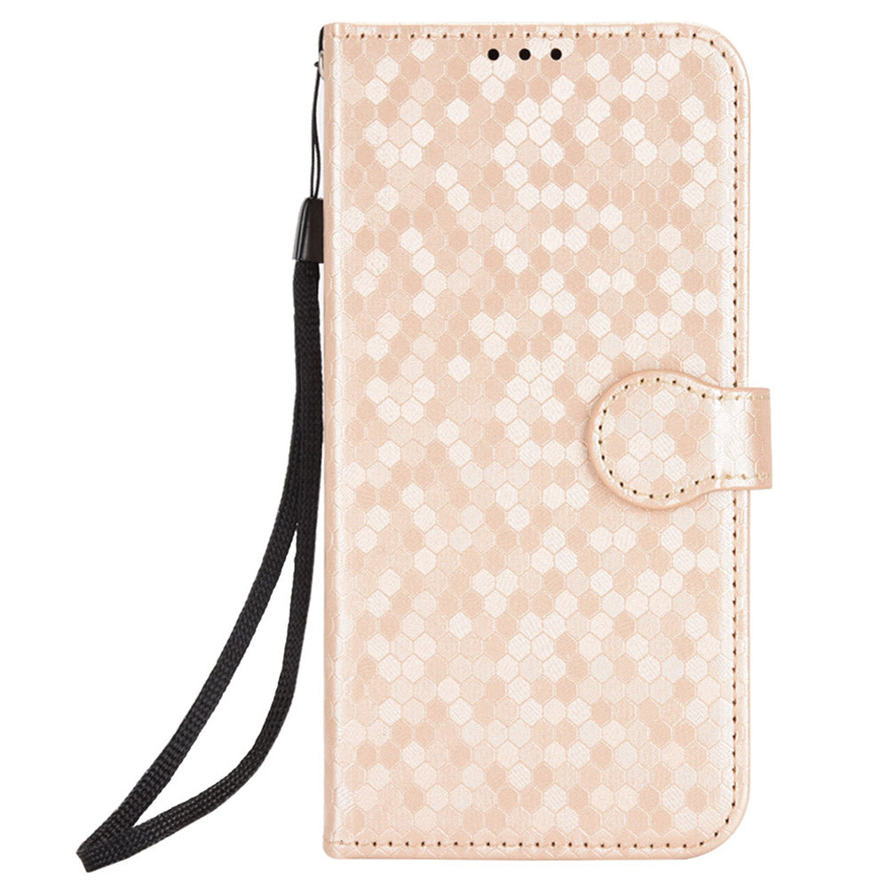 For Samsung Galaxy A16 5G / A16 4G Wallet Case Dot Pattern Imprint PU Leather Phone Cover - Rose Gold