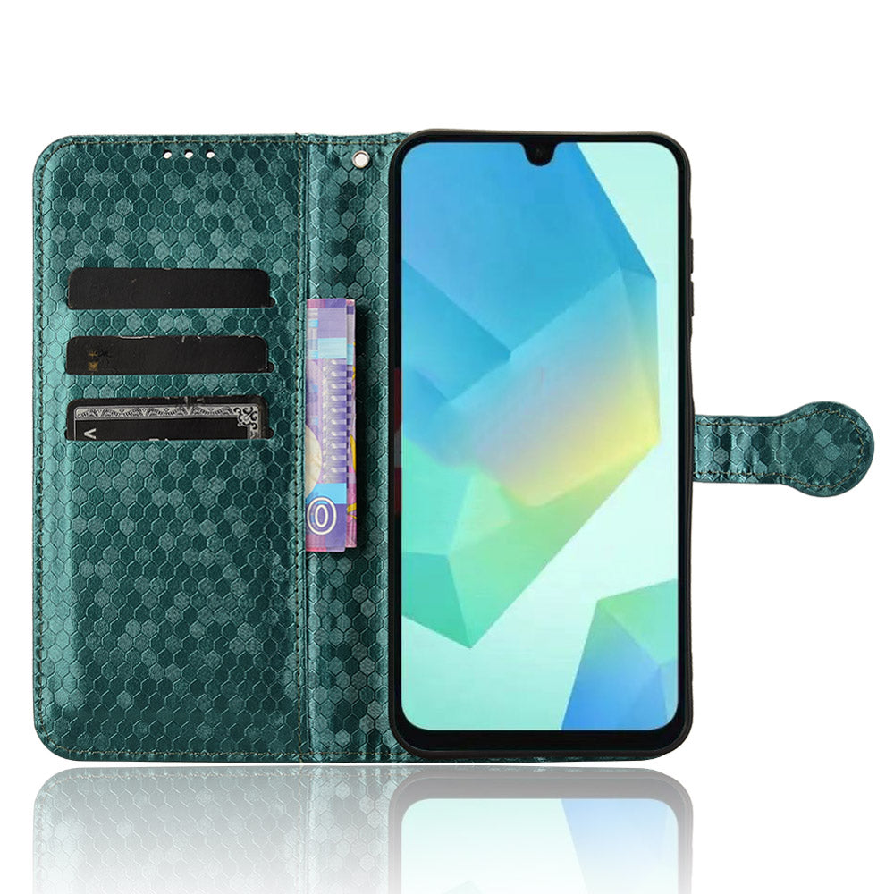 For Samsung Galaxy A16 5G / A16 4G Wallet Case Dot Pattern Imprint PU Leather Phone Cover - Green