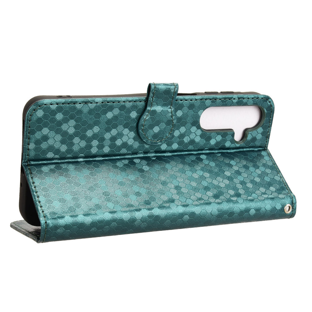 For Samsung Galaxy A16 5G / A16 4G Wallet Case Dot Pattern Imprint PU Leather Phone Cover - Green
