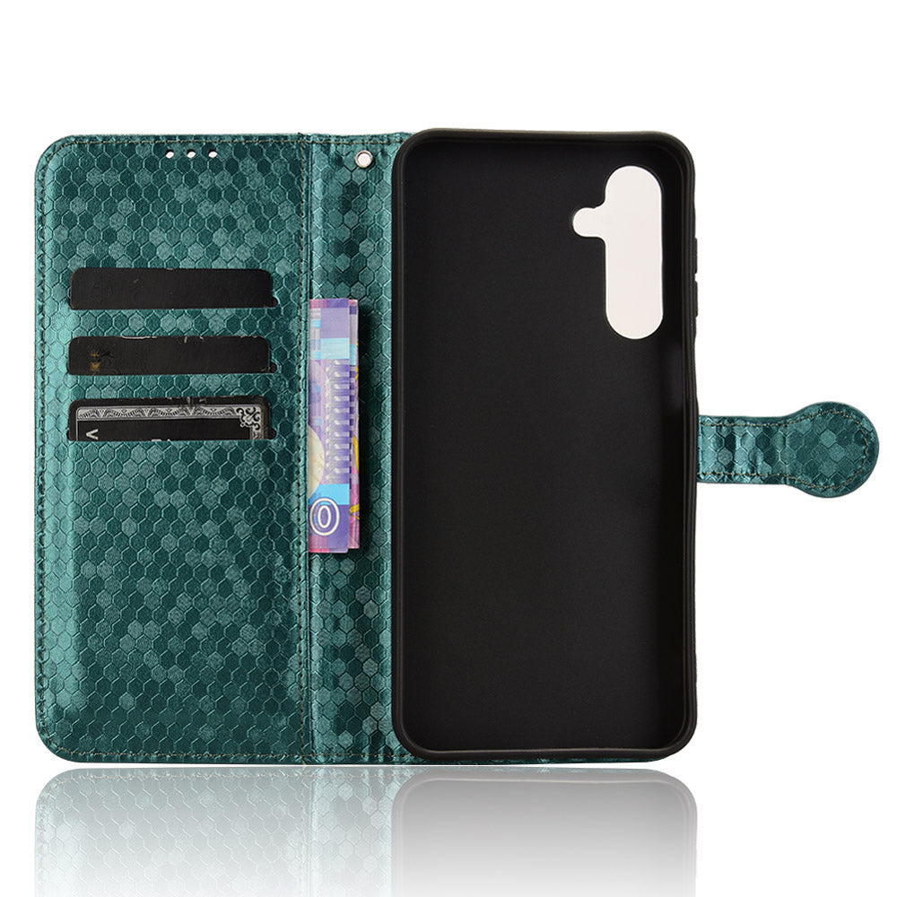 For Samsung Galaxy A16 5G / A16 4G Wallet Case Dot Pattern Imprint PU Leather Phone Cover - Green