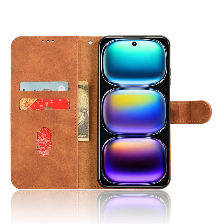 For Infinix Smart 9 4G  /  Hot 50i 4G Leather Case Skin-Feel Anti-Drop Wallet Flip Phone Cover - Brown