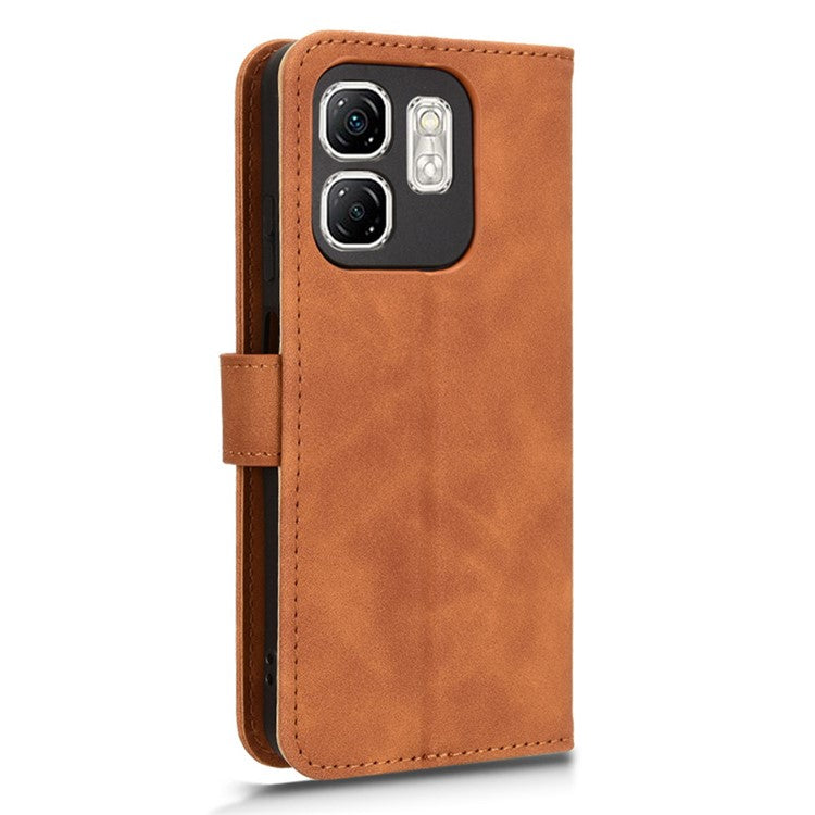 For Infinix Smart 9 4G  /  Hot 50i 4G Leather Case Skin-Feel Anti-Drop Wallet Flip Phone Cover - Brown