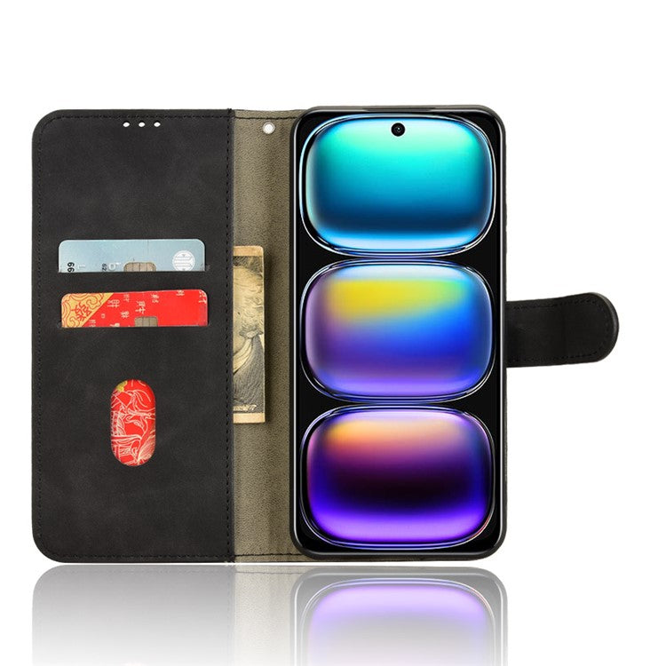 For Infinix Smart 9 4G  /  Hot 50i 4G Leather Case Skin-Feel Anti-Drop Wallet Flip Phone Cover - Black