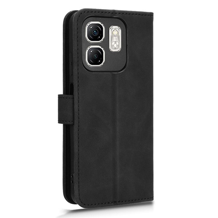 For Infinix Smart 9 4G  /  Hot 50i 4G Leather Case Skin-Feel Anti-Drop Wallet Flip Phone Cover - Black