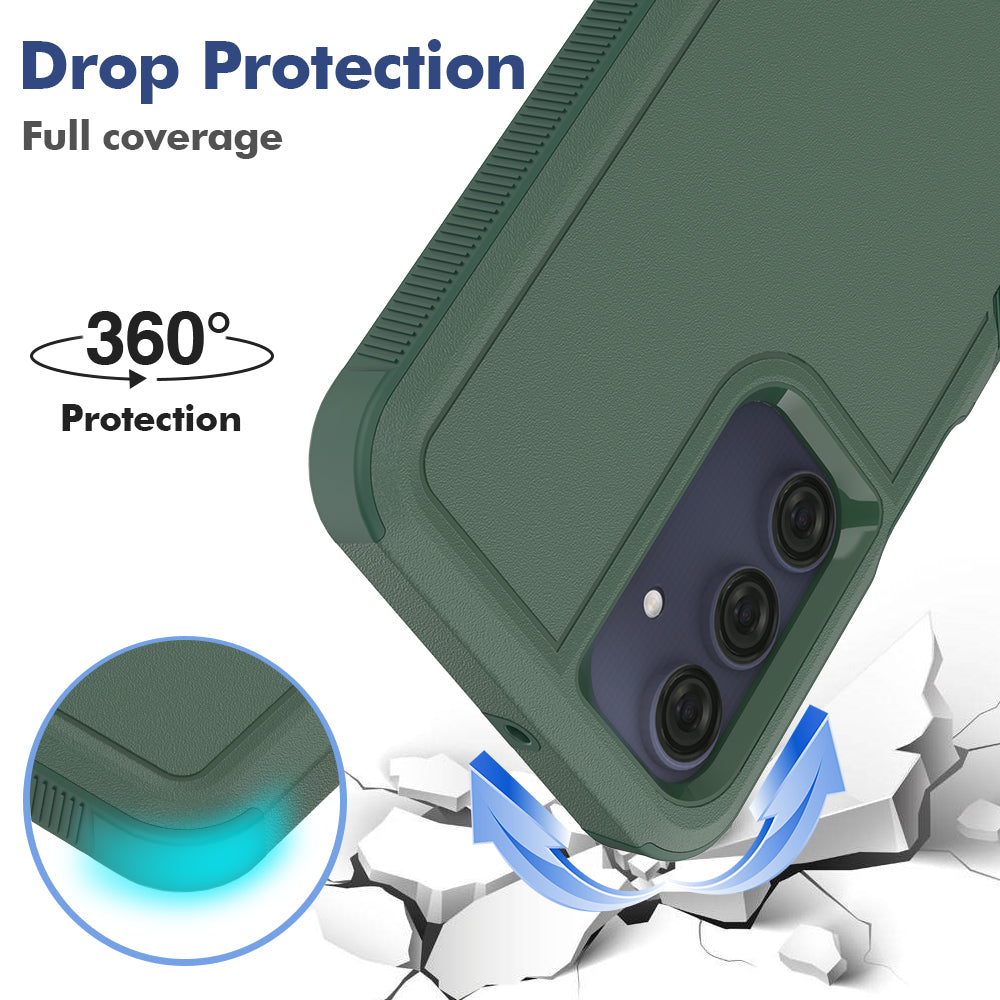 For Samsung Galaxy A16 5G / A16 4G Case 2-in-1 PC+TPU Shockproof Phone Cover - Dark Green