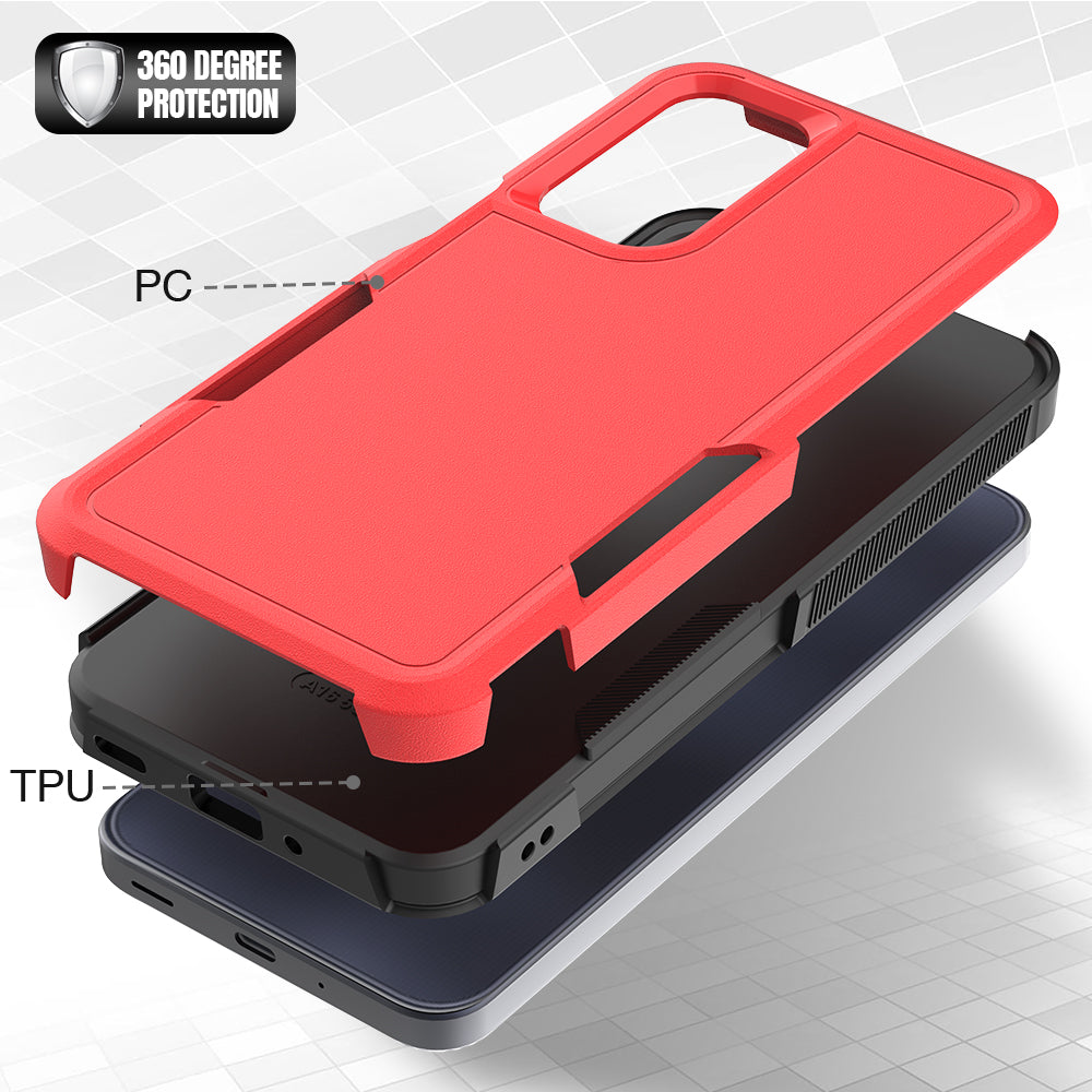 For Samsung Galaxy A16 5G / A16 4G Case 2-in-1 PC+TPU Shockproof Phone Cover - Red