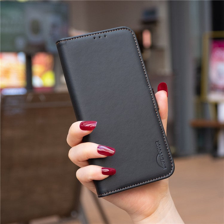 BINFEN COLOR BF31 For Xiaomi Redmi Note 14 5G Case PU Leather Flip Folio Phone Wallet Cover - Black