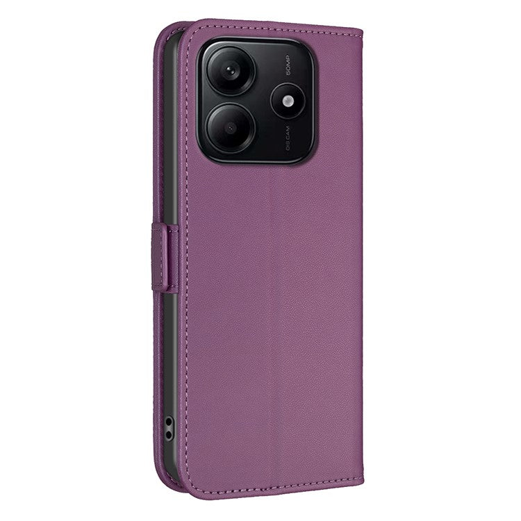 BINFEN COLOR BF31 For Xiaomi Redmi Note 14 5G Case PU Leather Flip Folio Phone Wallet Cover - Dark Purple