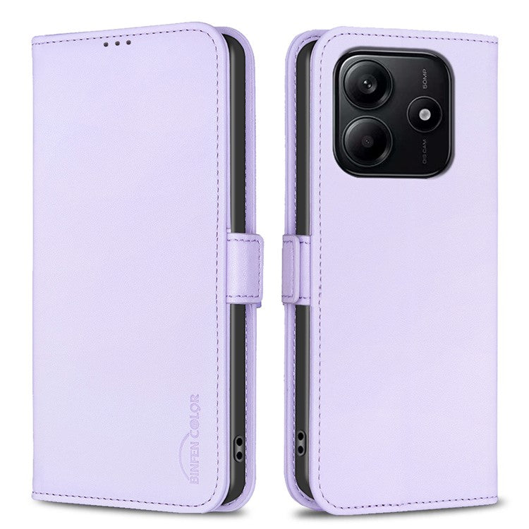 BINFEN COLOR BF31 For Xiaomi Redmi Note 14 5G Case PU Leather Flip Folio Phone Wallet Cover - Purple