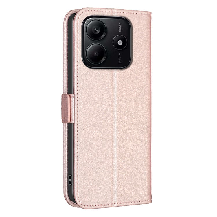 BINFEN COLOR BF31 For Xiaomi Redmi Note 14 5G Case PU Leather Flip Folio Phone Wallet Cover - Pink