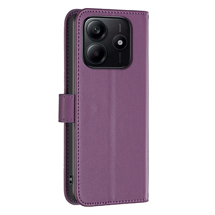 BINFEN COLOR BF17 For Xiaomi Redmi Note 14 5G Case Wallet Folio Flip Leather Cover - Dark Purple