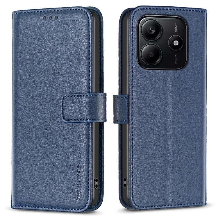 BINFEN COLOR BF17 For Xiaomi Redmi Note 14 5G Case Wallet Folio Flip Leather Cover - Blue