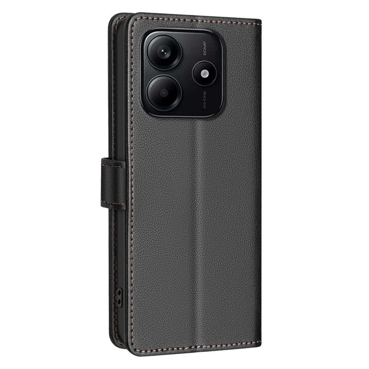 BINFEN COLOR BF32 For Xiaomi Redmi Note 14 5G Leather Case Wallet RFID Blocking Phone Cover - Black