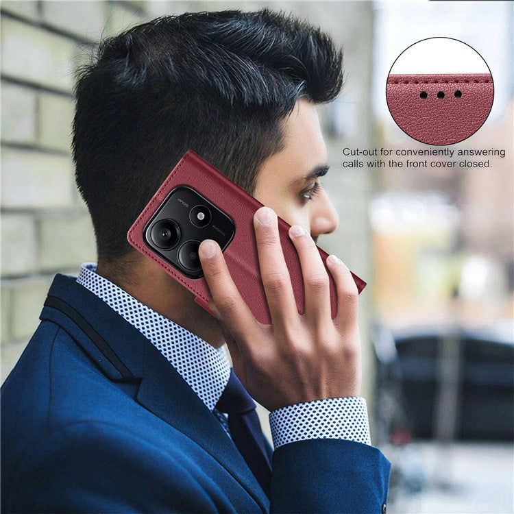 BINFEN COLOR BF32 For Xiaomi Redmi Note 14 5G Leather Case Wallet RFID Blocking Phone Cover - Red