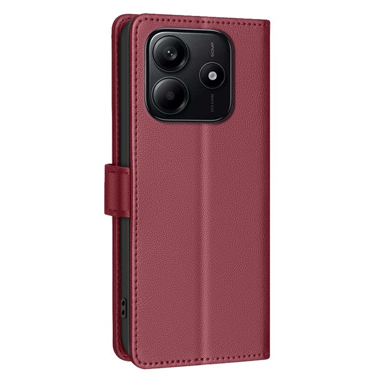 BINFEN COLOR BF32 For Xiaomi Redmi Note 14 5G Leather Case Wallet RFID Blocking Phone Cover - Red