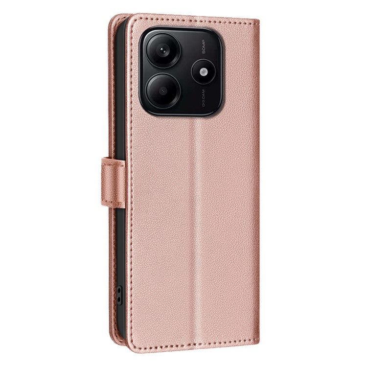 BINFEN COLOR BF32 For Xiaomi Redmi Note 14 5G Leather Case Wallet RFID Blocking Phone Cover - Rose Gold