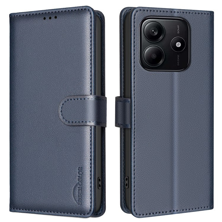 BINFEN COLOR BF32 For Xiaomi Redmi Note 14 5G Leather Case Wallet RFID Blocking Phone Cover - Blue