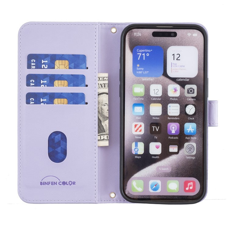 BINFEN COLOR BF34 for Xiaomi Redmi Note 14 5G Leather Case Wallet Square Grid Phone Cover - Light Purple