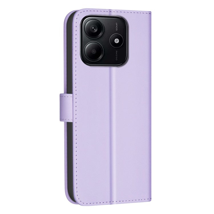 BINFEN COLOR BF34 for Xiaomi Redmi Note 14 5G Leather Case Wallet Square Grid Phone Cover - Light Purple