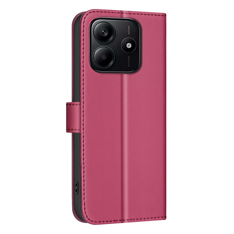 BINFEN COLOR BF34 for Xiaomi Redmi Note 14 5G Leather Case Wallet Square Grid Phone Cover - Red