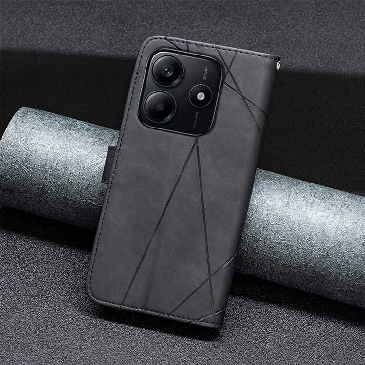 BINFEN COLOR BF05 For Xiaomi Redmi Note 14 5G Case Leather Phone Cover Wallet Stand - Black