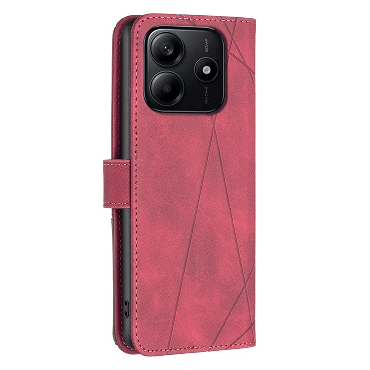 BINFEN COLOR BF05 For Xiaomi Redmi Note 14 5G Case Leather Phone Cover Wallet Stand - Red