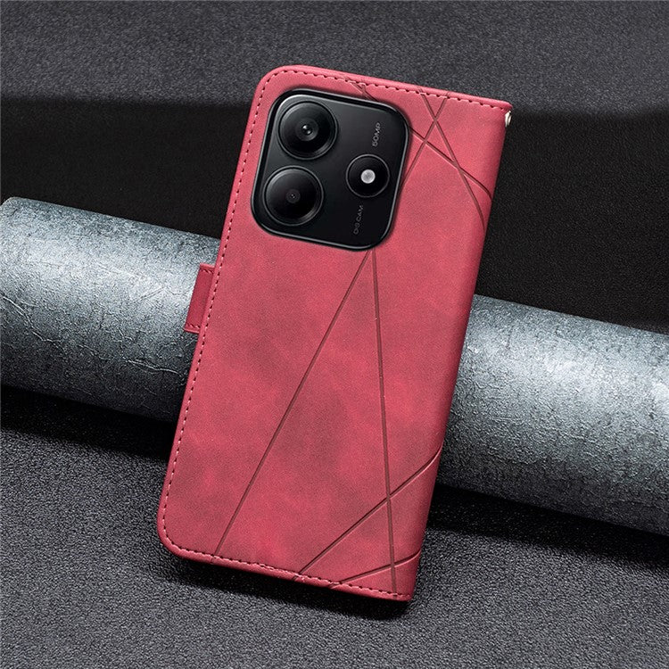BINFEN COLOR BF05 For Xiaomi Redmi Note 14 5G Case Leather Phone Cover Wallet Stand - Red