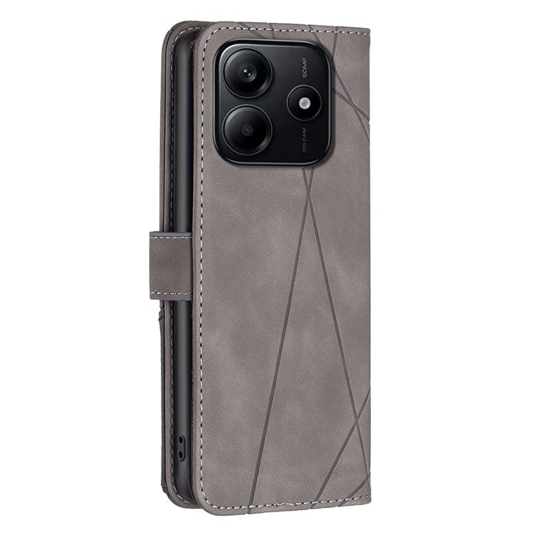 BINFEN COLOR BF05 For Xiaomi Redmi Note 14 5G Case Leather Phone Cover Wallet Stand - Grey