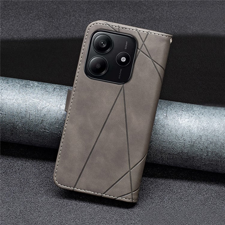 BINFEN COLOR BF05 For Xiaomi Redmi Note 14 5G Case Leather Phone Cover Wallet Stand - Grey