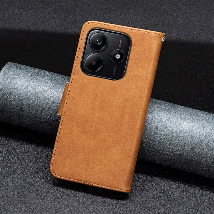 For Xiaomi Redmi Note 14 5G Case Shockproof PU Leather Cover with Wallet Card Slots - Yellow