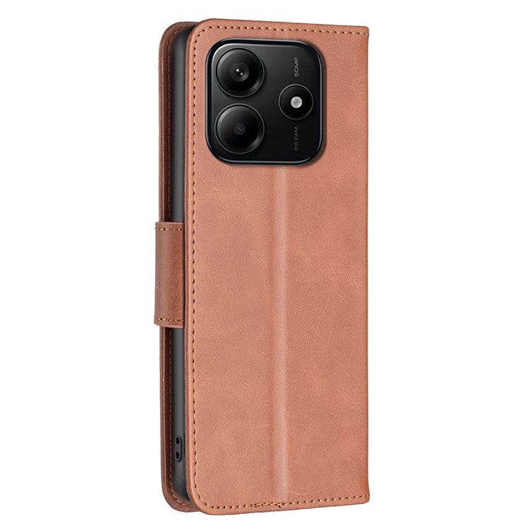 For Xiaomi Redmi Note 14 5G Case Shockproof PU Leather Cover with Wallet Card Slots - Brown