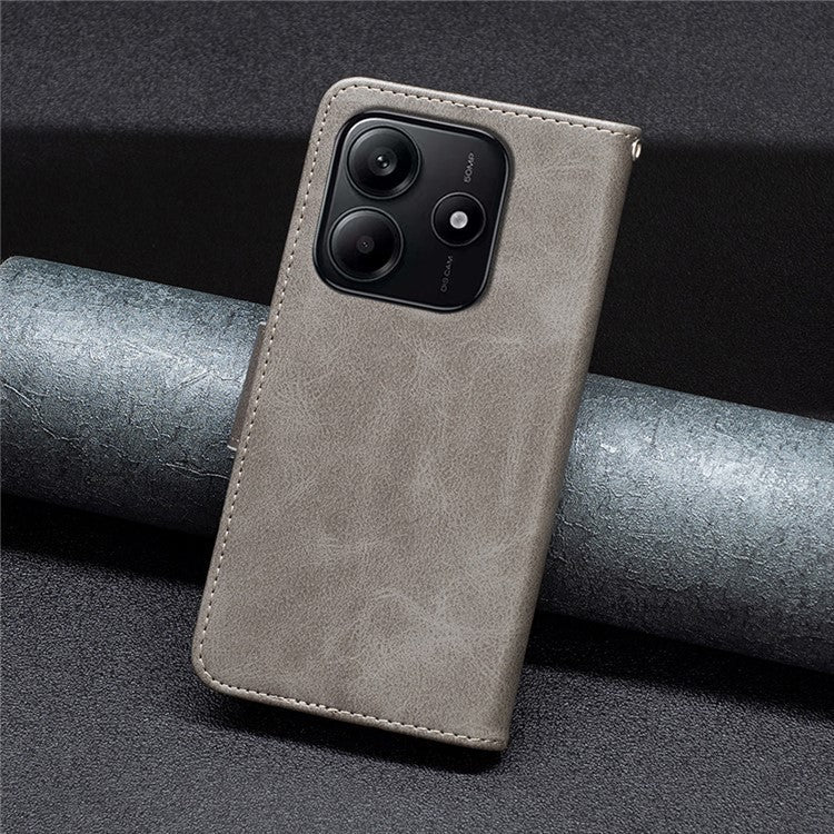 For Xiaomi Redmi Note 14 5G Case Shockproof PU Leather Cover with Wallet Card Slots - Grey