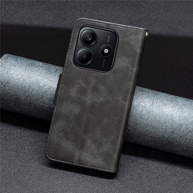 For Xiaomi Redmi Note 14 5G Case Shockproof PU Leather Cover with Wallet Card Slots - Black