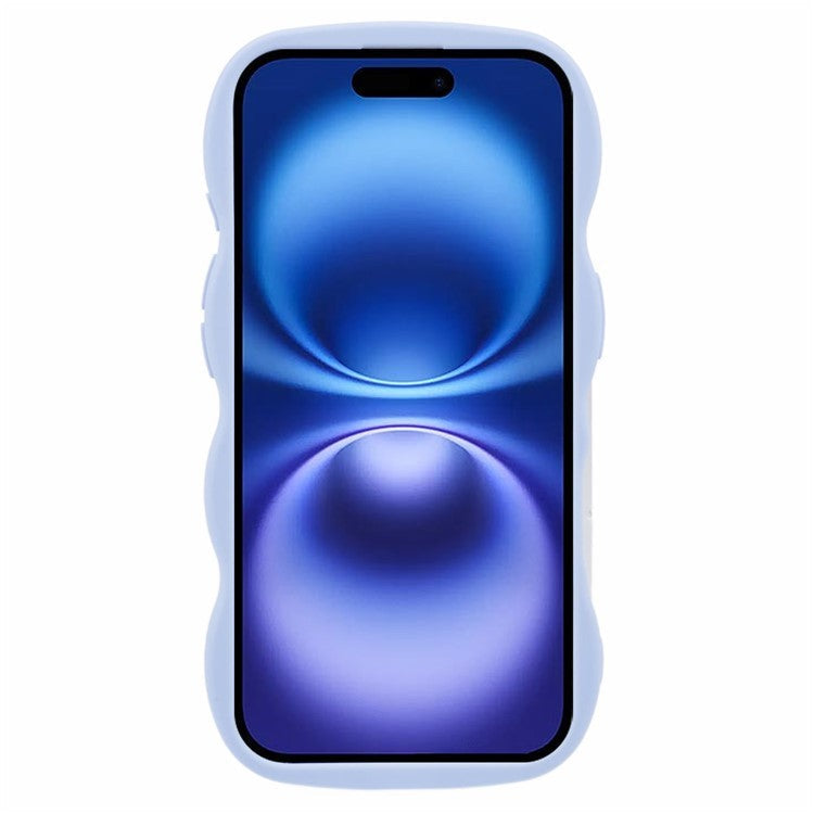 WANLONFENG XL Series for iPhone 16 Case Wave Edge TPU Cover with Tempered Glass Film - Light Purple