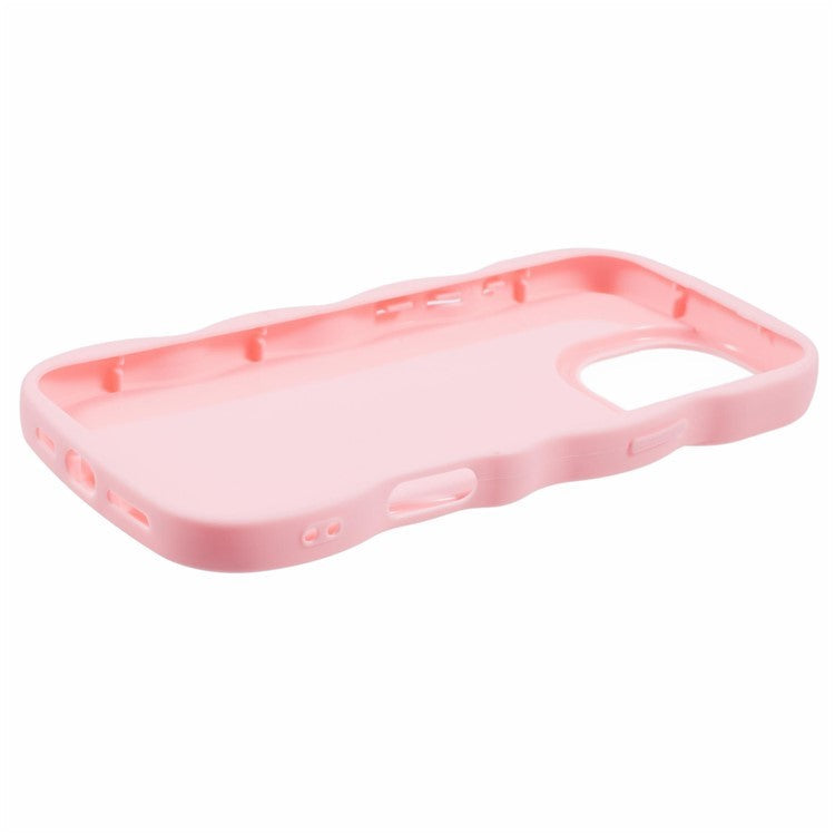 WANLONFENG XL Series for iPhone 16 Pro Case Wave Edge TPU Cover with Tempered Glass Film - Rose