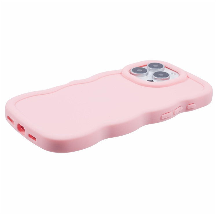 WANLONFENG XL Series for iPhone 16 Pro Case Wave Edge TPU Cover with Tempered Glass Film - Rose