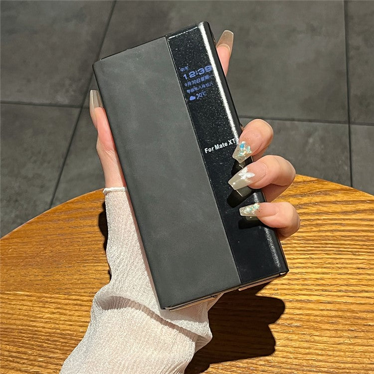 For Huawei Mate XT Ultimate Case Sheepskin Leather+PC Phone Cover - Black