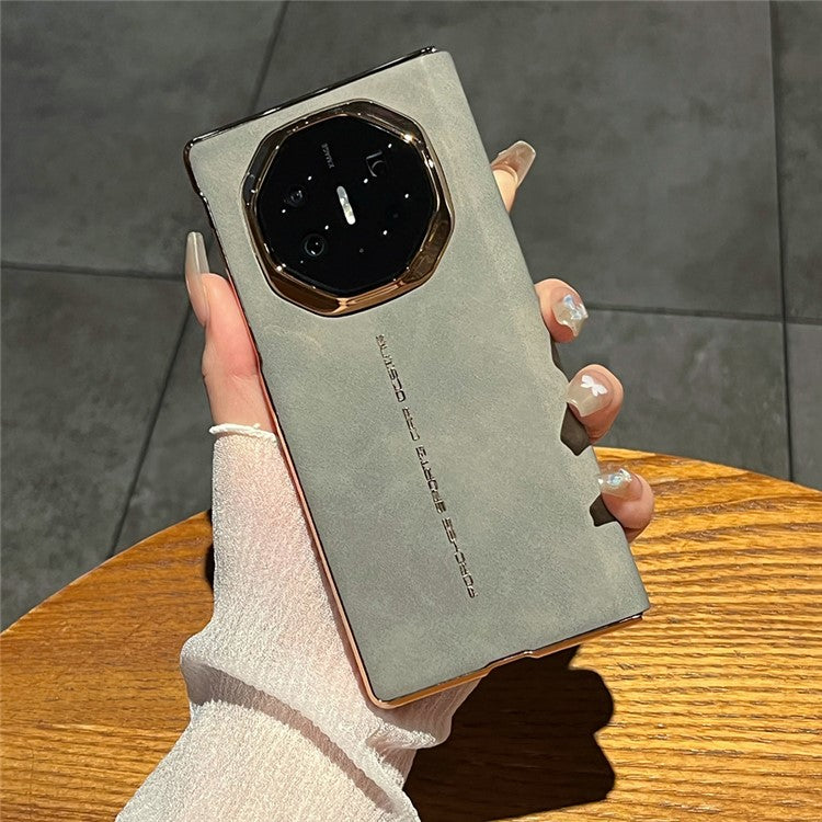 For Huawei Mate XT Ultimate Case Sheepskin Leather+PC Phone Cover - Grey