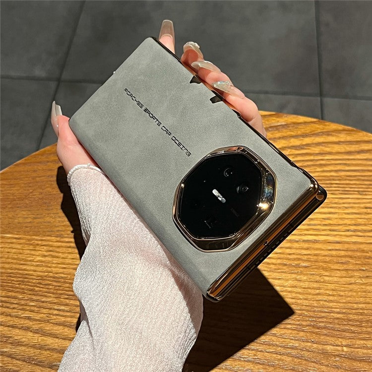 For Huawei Mate XT Ultimate Case Sheepskin Leather+PC Phone Cover - Grey