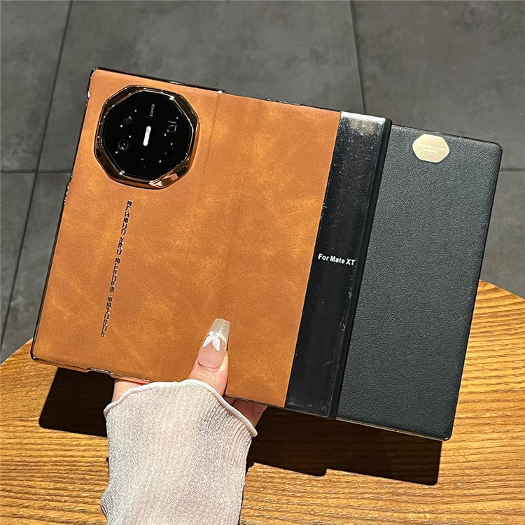 For Huawei Mate XT Ultimate Case Sheepskin Leather+PC Phone Cover - Brown