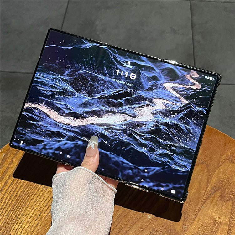 For Huawei Mate XT Ultimate Case Sheepskin Leather+PC Kickstand Phone Cover - Brown