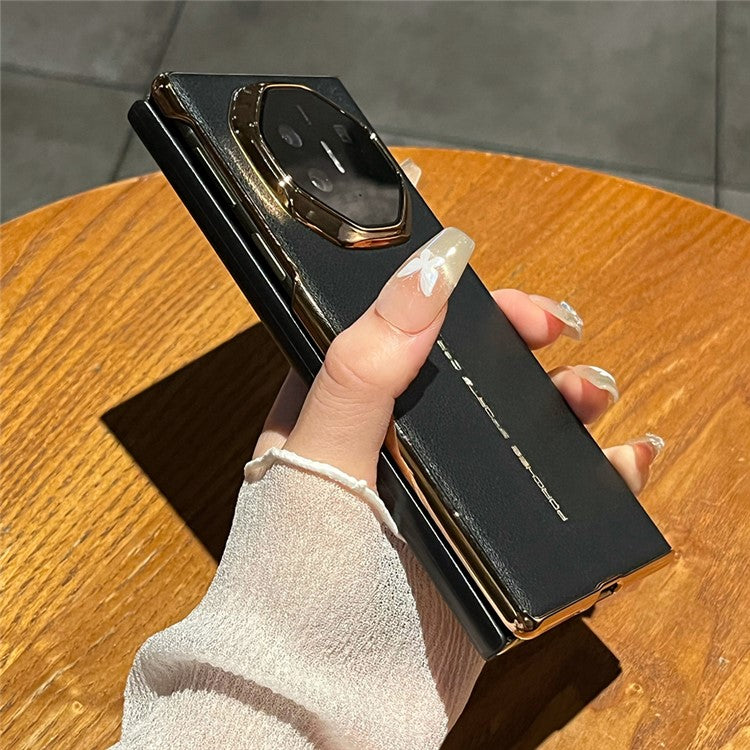 For Huawei Mate XT Ultimate Case Electroplating PU Leather+PC Phone Cover - Black