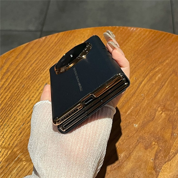 For Huawei Mate XT Ultimate Case Electroplating PU Leather+PC Phone Cover - Black