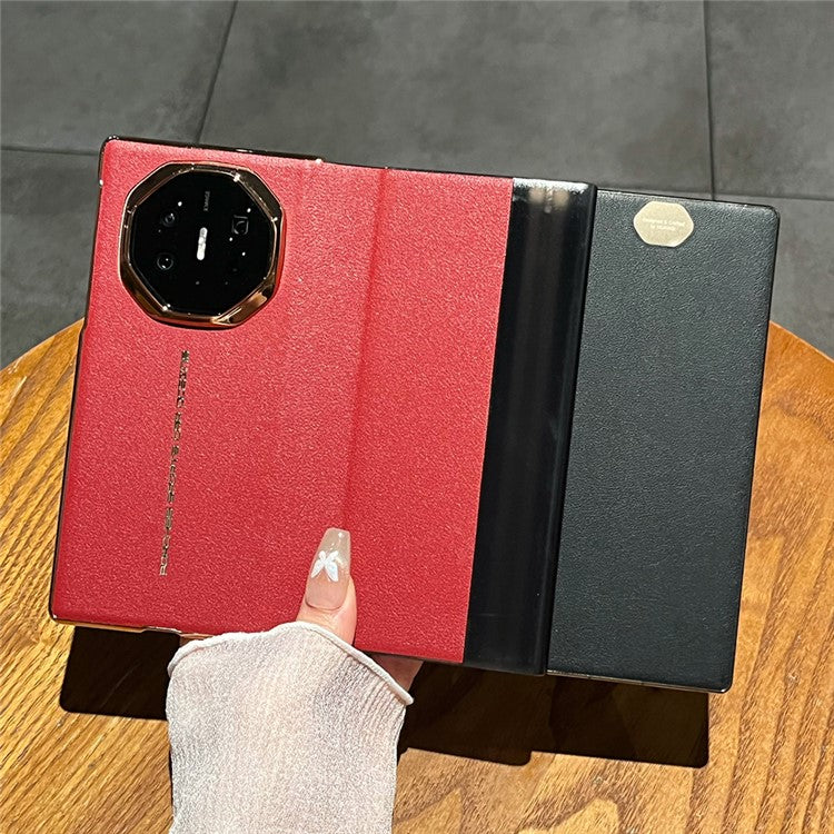 For Huawei Mate XT Ultimate Case Electroplating PU Leather+PC Phone Cover - Red