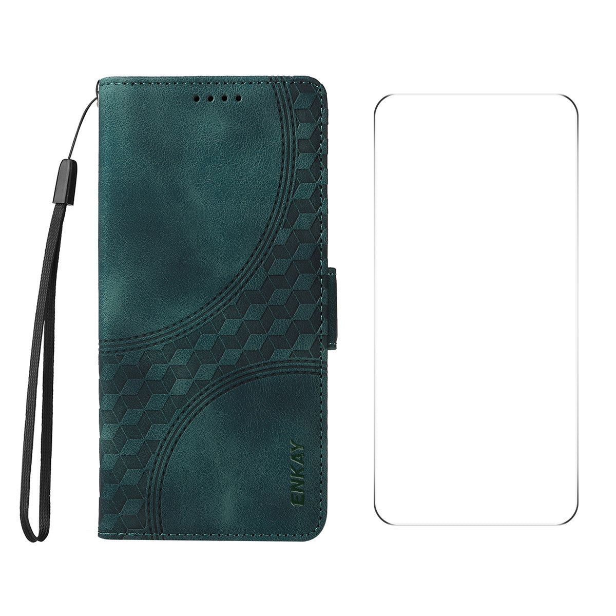For iPhone 16 Pro ENKAY Starry Sky Pattern PU Leather Case Wallet Shockproof Phone Cover with Screen Film - Green