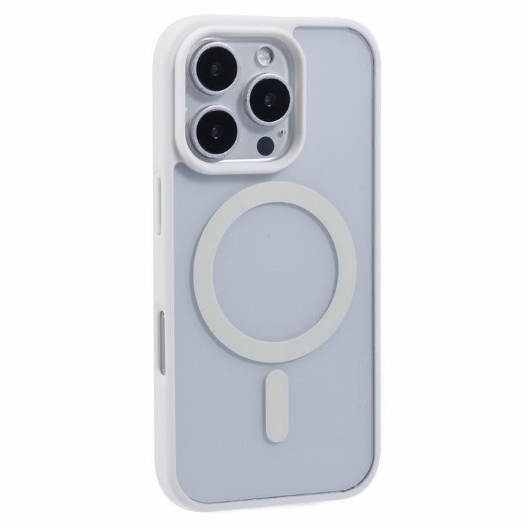 For iPhone 16 Pro Case Compatible with MagSafe Shockproof PC+TPU Clear Phone Cover - White