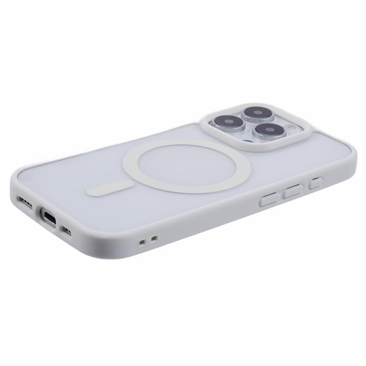 For iPhone 16 Pro Case Compatible with MagSafe Shockproof PC+TPU Clear Phone Cover - White
