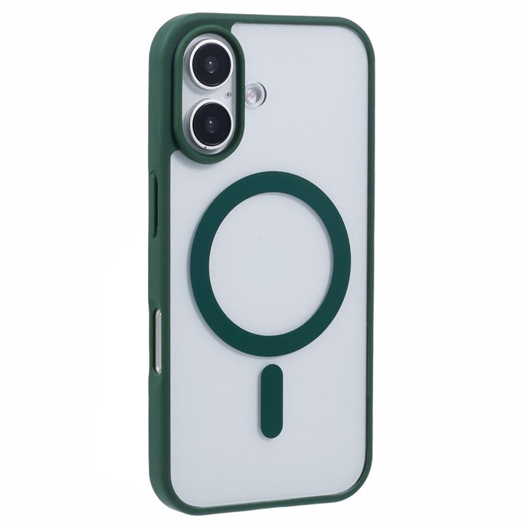 For iPhone 16 Case Compatible with MagSafe Shockproof PC+TPU Clear Phone Cover - Green
